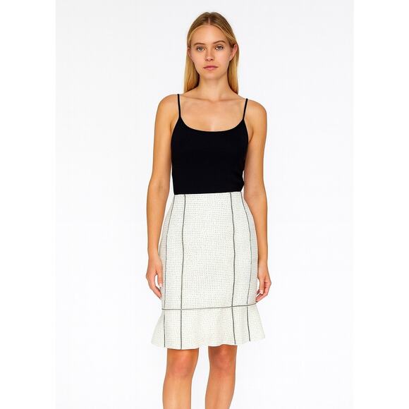 Nanette Lepore 1970s Old Money Tulip Skirt 8 Cream Preppy Light Academia Retro - Picture 1 of 4